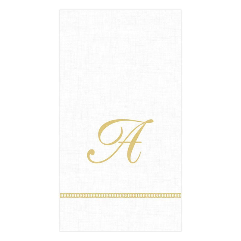 Caspari Hemstitch Script Single Initial Paper Guest Towel Napkins - 20 Per Package