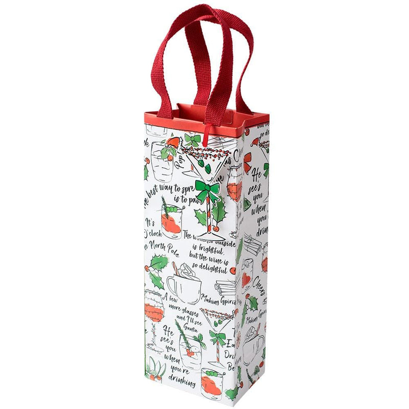 caspari Holiday Spirits Wine & Bottle Gift Bag - 1 Each