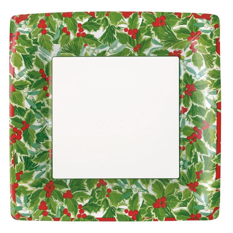 caspari Holly and Mistletoe Paper Dinner Plates - 8 Per Package