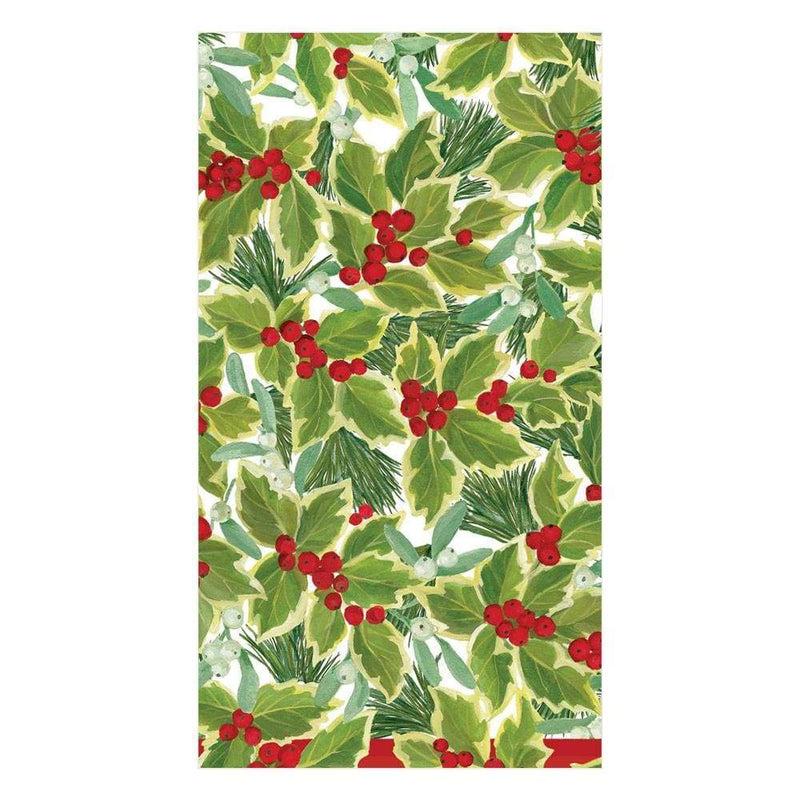 caspari Holly and Mistletoe Paper Guest Towel Napkins - 15 Per Package