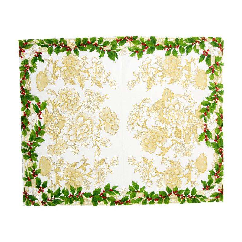 Caspari Holly Ceramic Ivory & Gold Guest Towel Napkins - 15 Per Package
