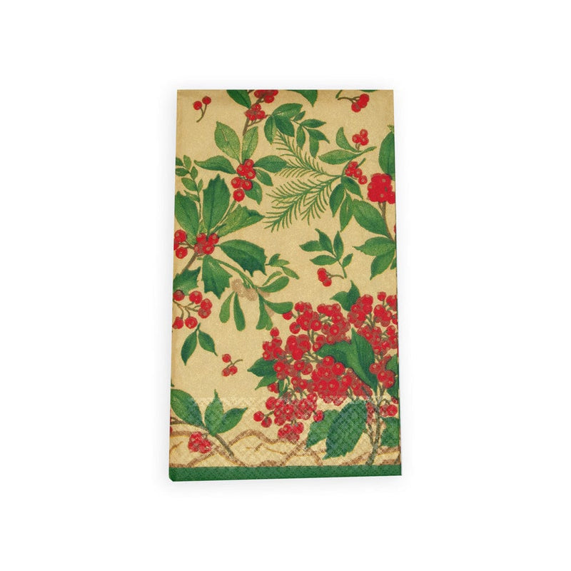 caspari Holly Chintz Gold Guest Towel Napkins - 15 Per Package