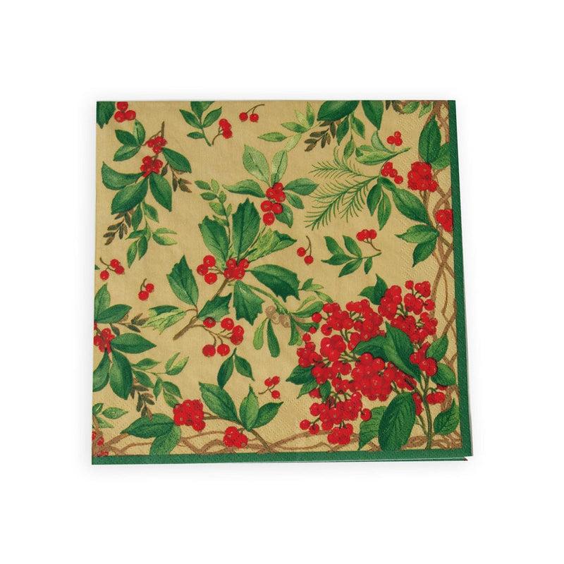 caspari Holly Chintz Gold Napkin Dinner - 20 Per Package