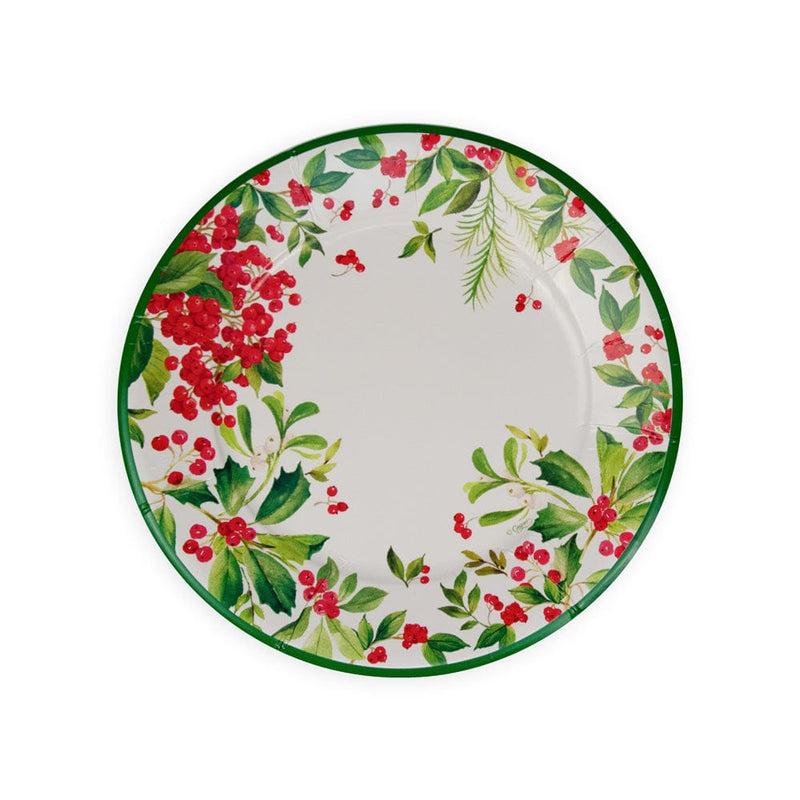 caspari Holly Chintz White Dinner Plates - 8 Per Package