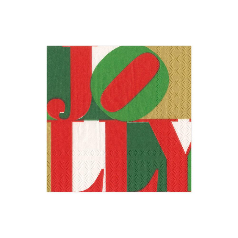 Caspari Holly Jolly Paper Cocktail Napkins - 20 Per Package