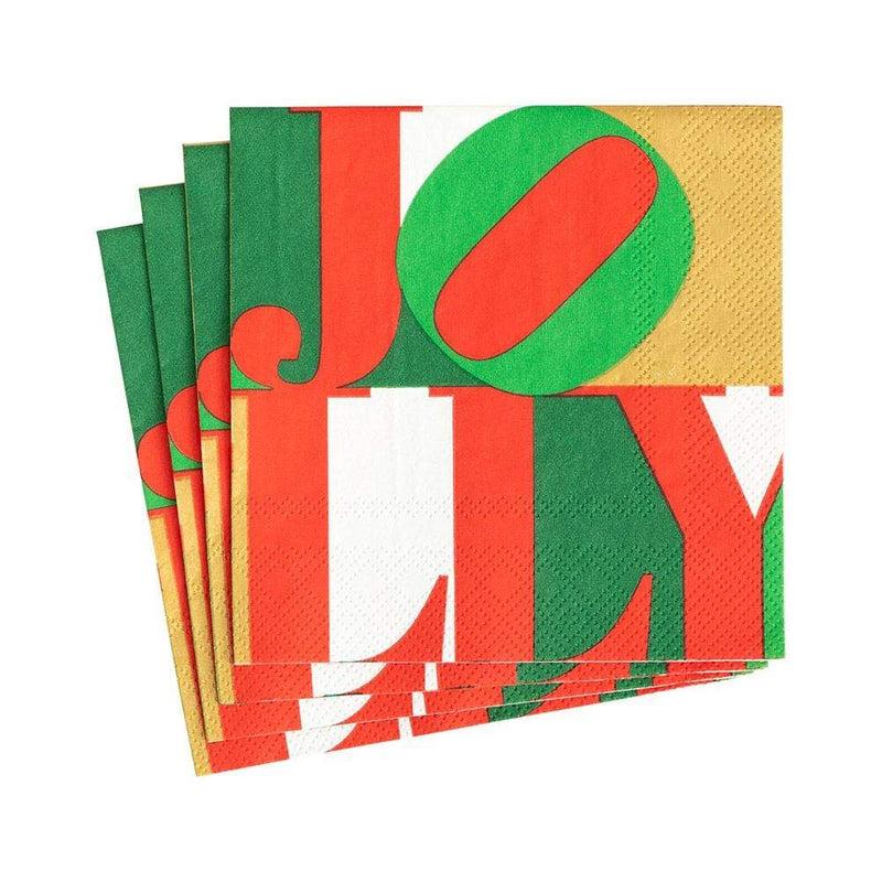 caspari Holly Jolly Paper Cocktail Napkins - 20 Per Package