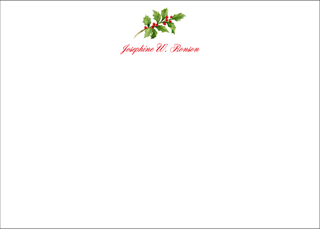 caspari Holly Sprig Personalized Correspondence Cards