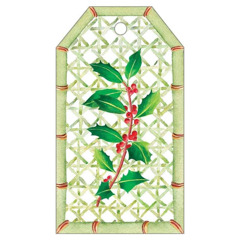 Caspari Holly Trellis Classic Gift Tags - 4 Per Package