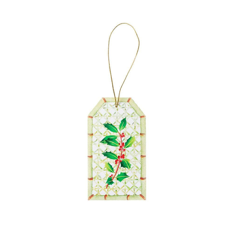 caspari Holly Trellis Classic Gift Tags - 4 Per Package