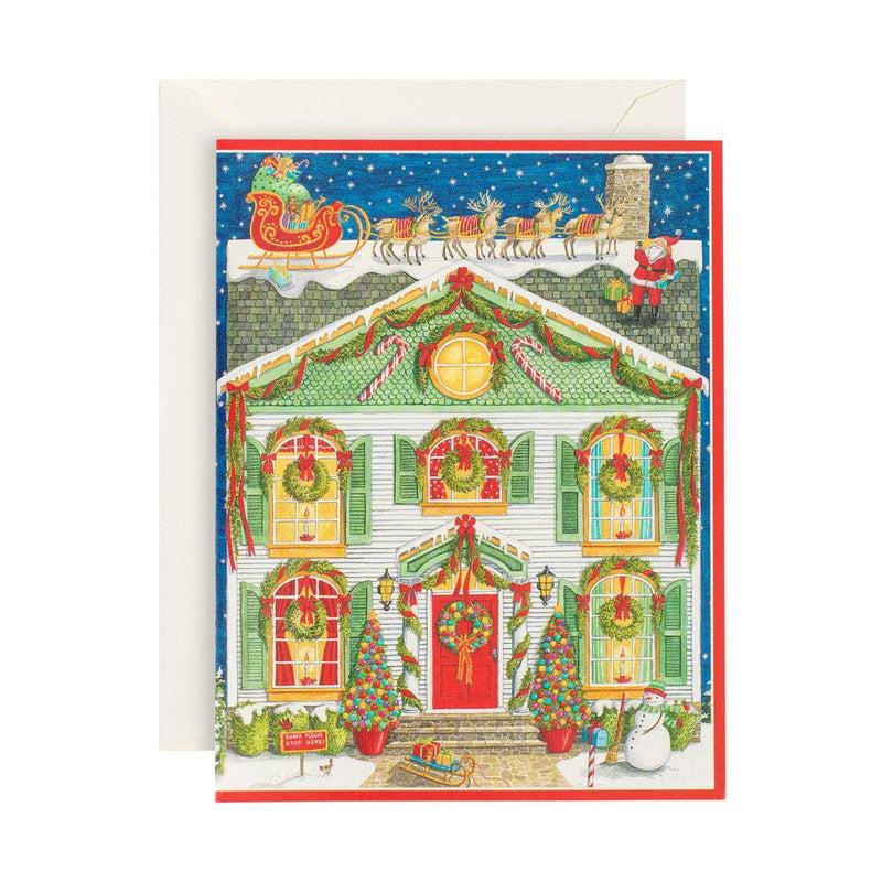 caspari Home for Christmas Boxed Christmas Cards - 15 Cards & 15 Envelopes