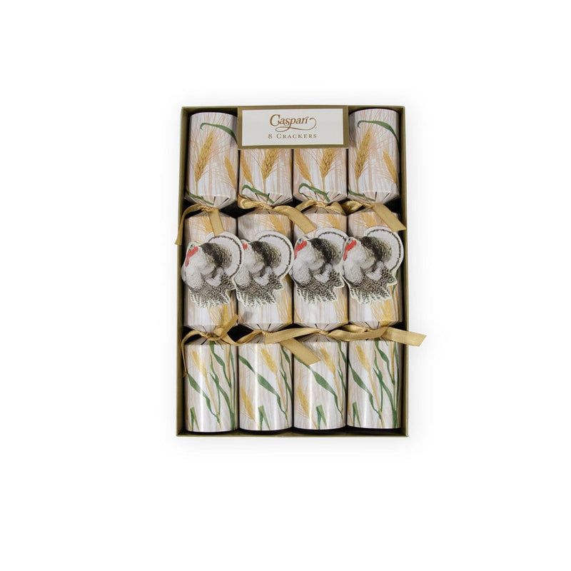 Caspari Homestead Turkey Celebration Crackers - 8 Per Box