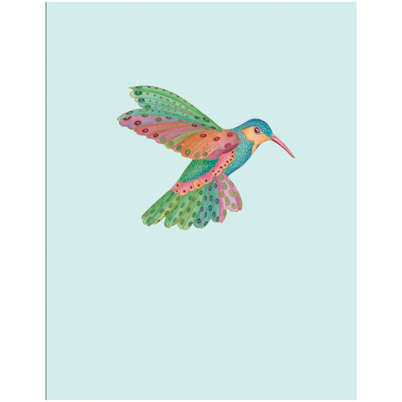 Caspari Hummingbird Foil Enclosure Cards & Envelopes - 4 Mini Cards & 4 Envelopes