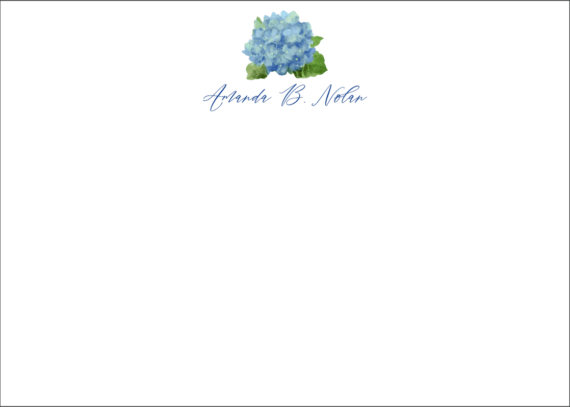 caspari Hydrangea Crest Personalized Correspondence Cards