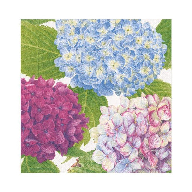 Caspari Hydrangea Garden Paper Luncheon Napkins In Blue - 20 Per Package