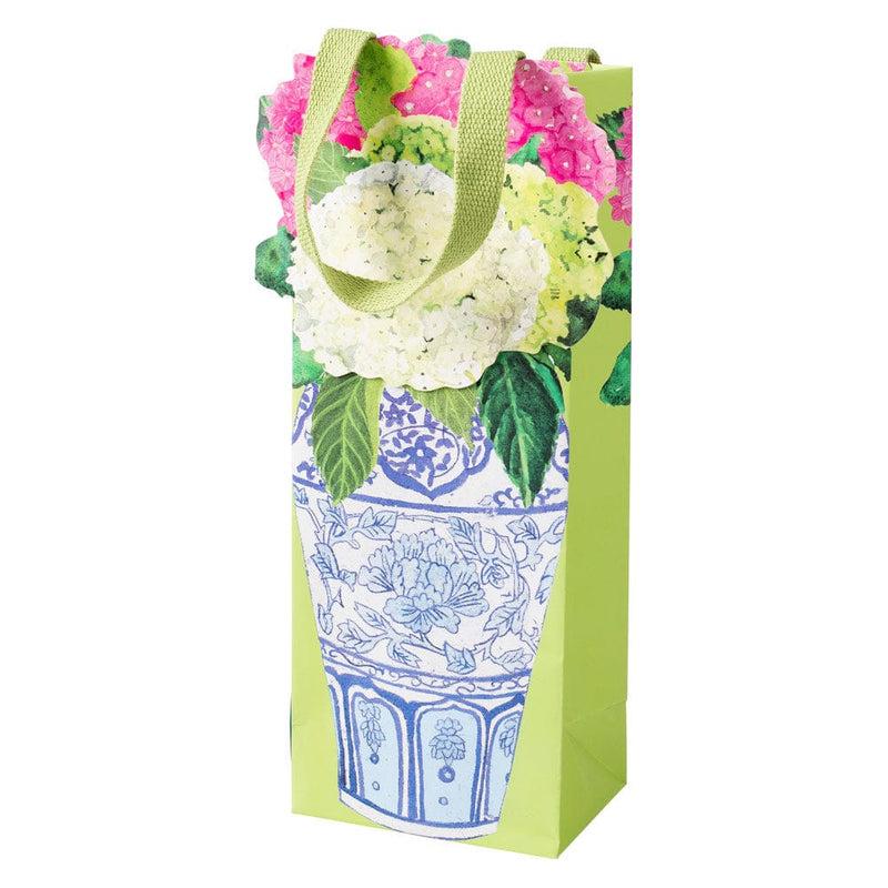 caspari Hydrangea Summer Wine & Bottle Gift Bags - 1 Each