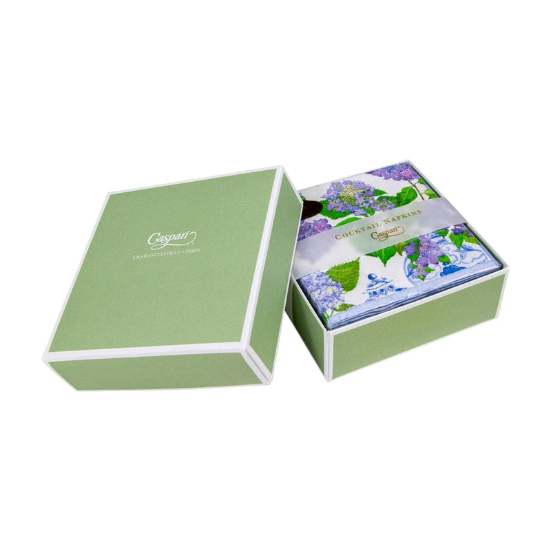 Caspari Hydrangeas And Porcelain Boxed Paper Cocktail Napkins - 40 Per Box