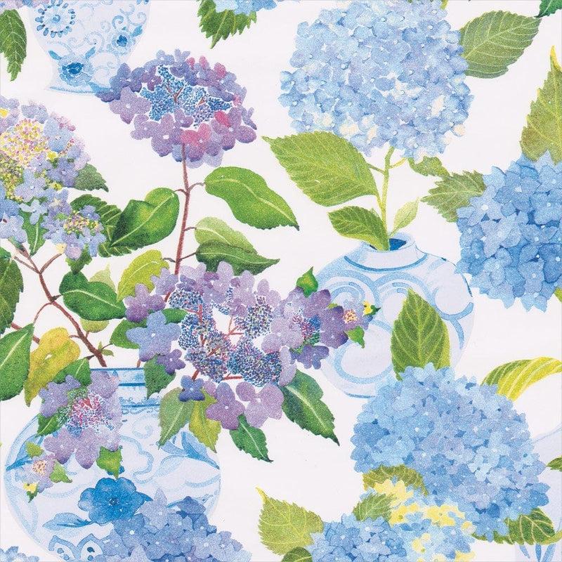 Caspari Hydrangeas And Porcelain Gift Wrapping Paper - 30" X 8' Roll