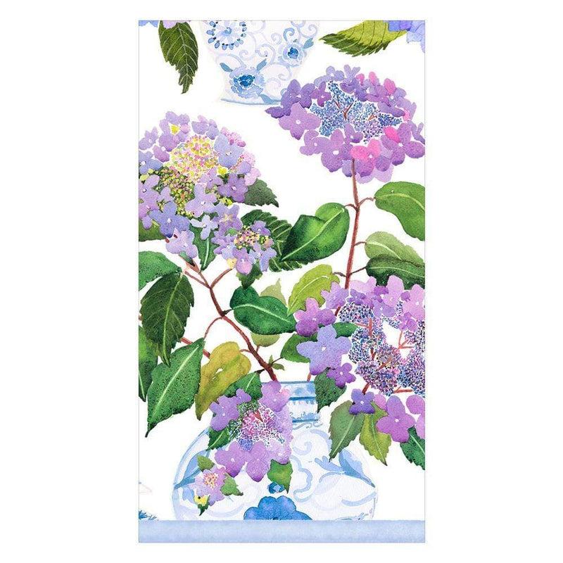 Caspari Hydrangeas And Porcelain Paper Guest Towel Napkins - 15 Per Package