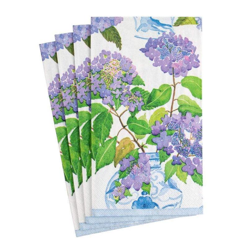 caspari Hydrangeas and Porcelain Paper Guest Towel Napkins - 15 Per Package