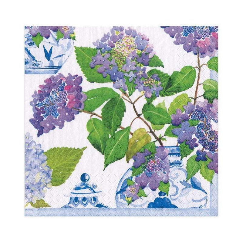caspari Hydrangeas and Porcelain Paper Luncheon Napkins - 20 Per Package