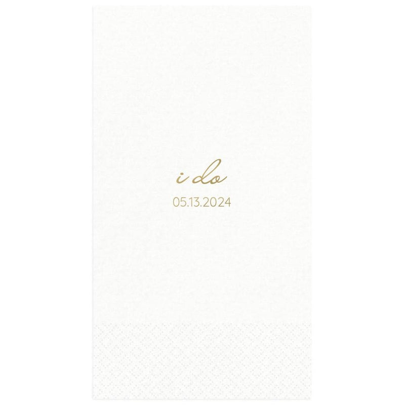 caspari I Do Wedding Date Personalized Guest Towel Napkins