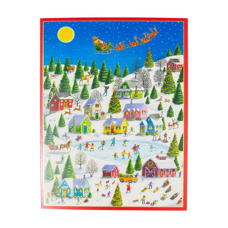 Caspari Ice Skating At Christmas Large Boxed Christmas Cards - 15 Christmas Cards & 15 Envelopes