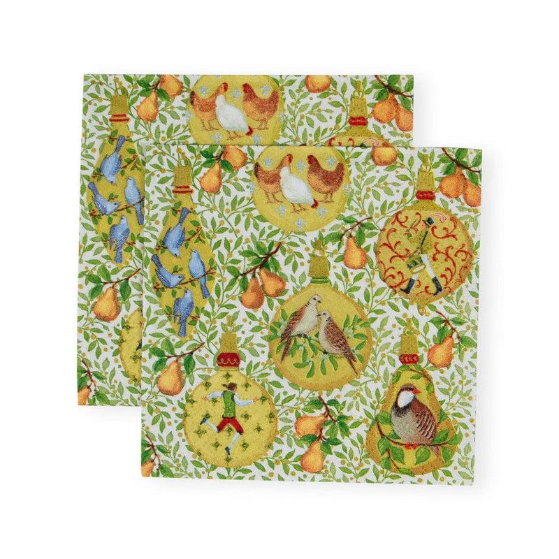 Caspari In A Pear Tree Cocktail Napkins - 20 Per Package