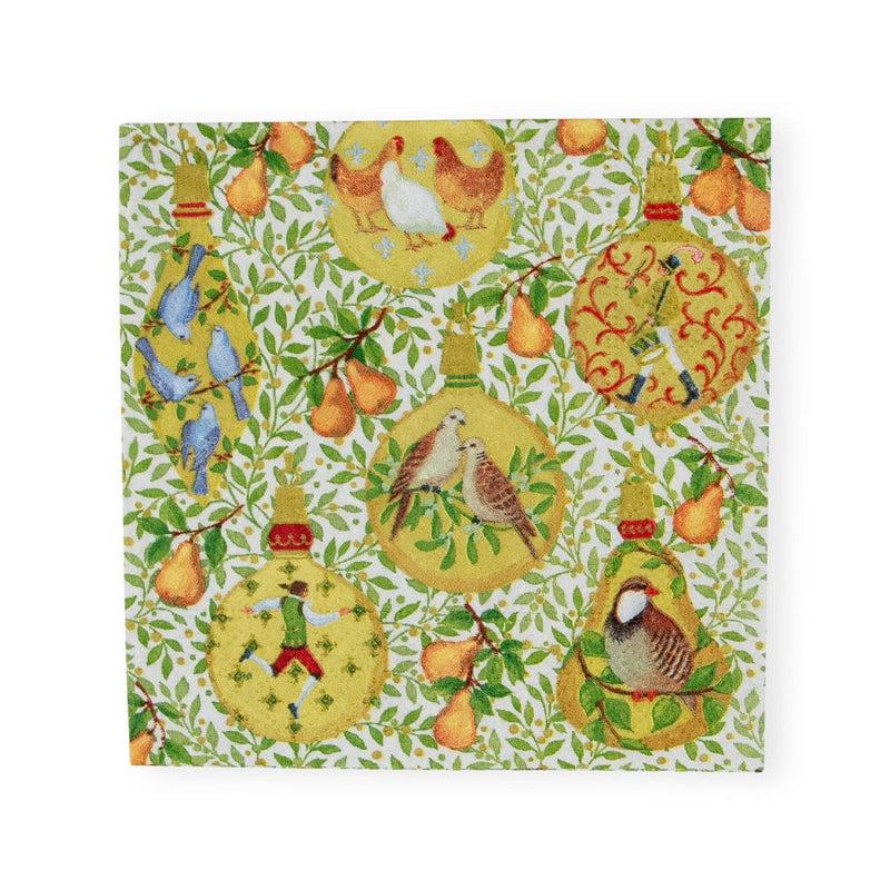 caspari In A Pear Tree Cocktail Napkins - 20 Per Package