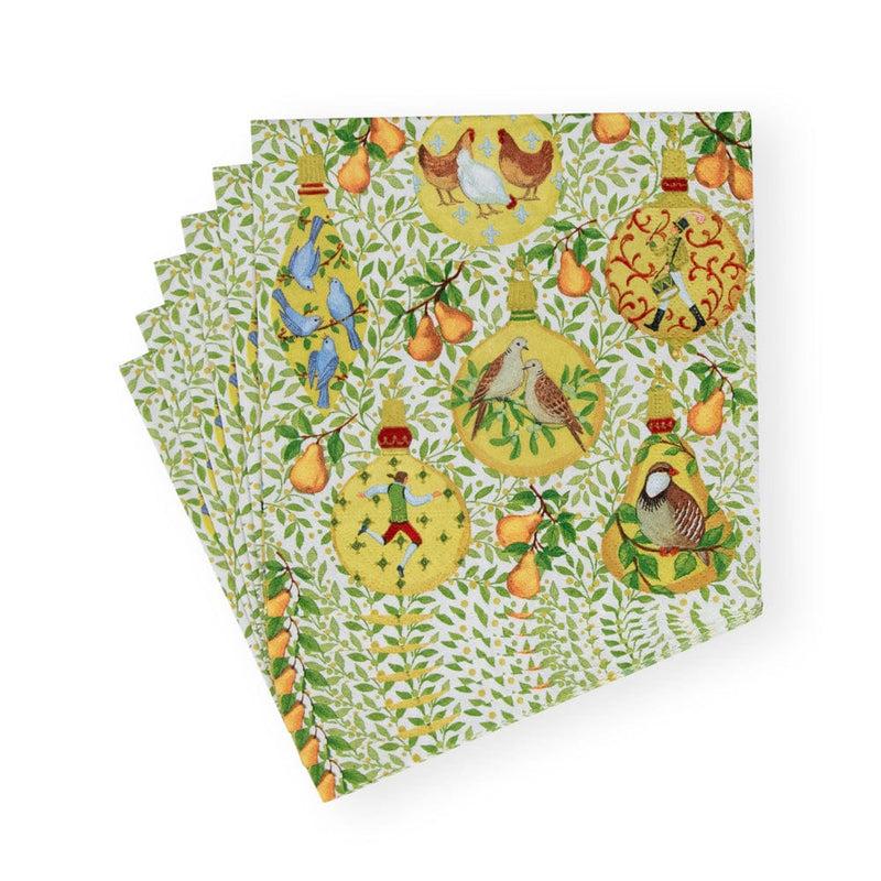 Caspari In A Pear Tree Luncheon Napkins - 20 Per Package
