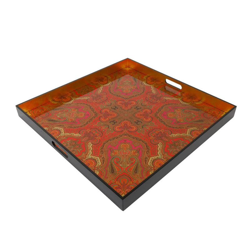 Caspari Jaipur Fuchsia Lacquer Oversize Square Tray - 30" Square