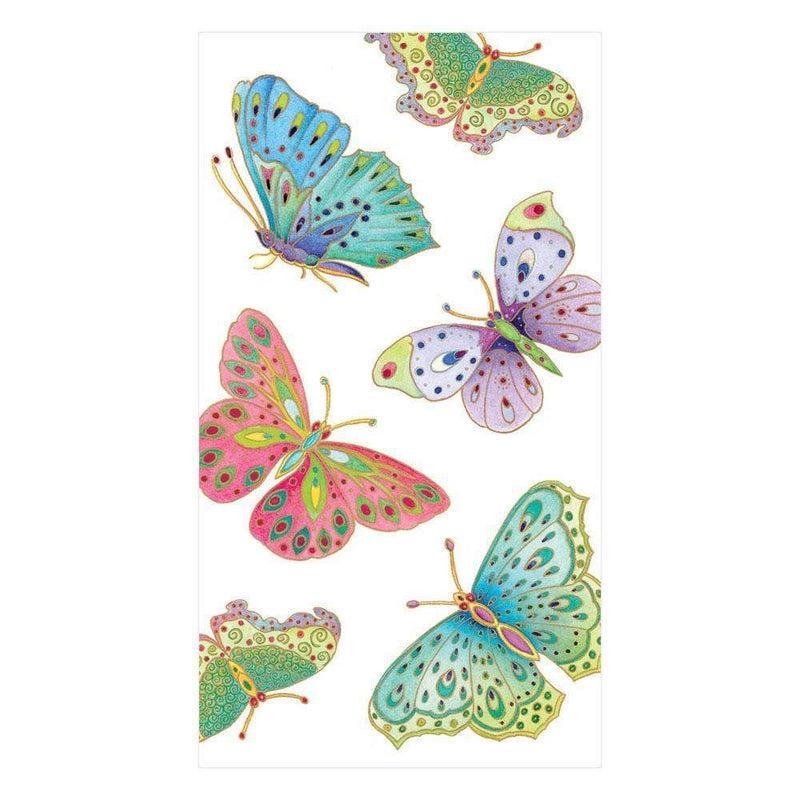 caspari Jeweled Butterflies Paper Guest Towel Napkins in Pearl - 15 Per Package