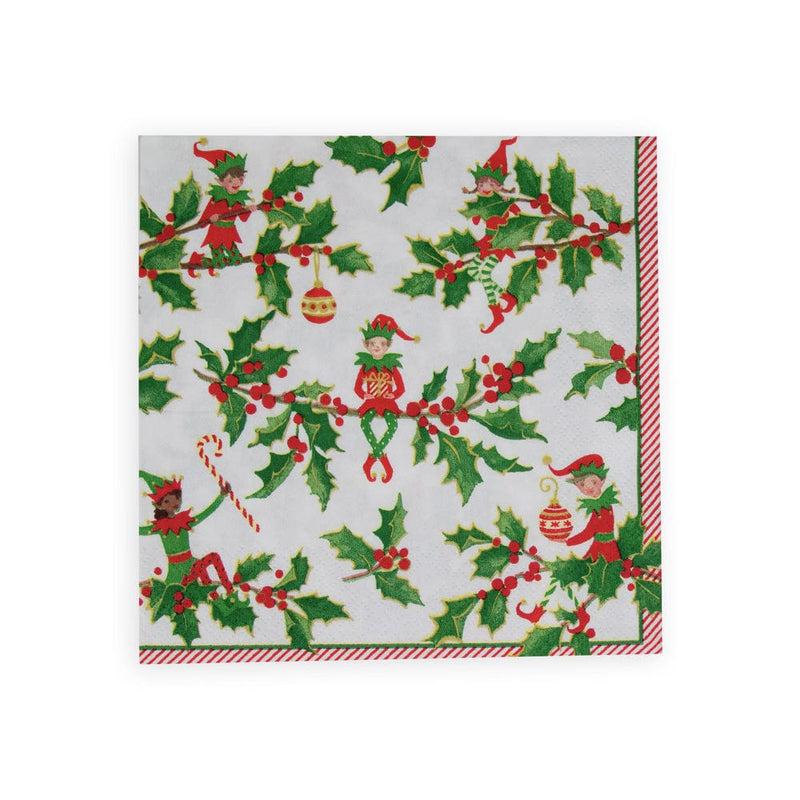 caspari Jingle Elves Luncheon Napkins - 20 Per Package