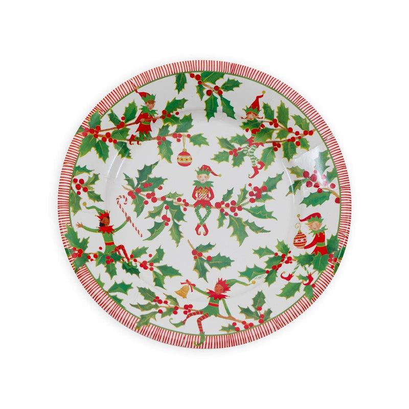 caspari Jingle Elves Salad & Dessert Plates - 8 Per Package