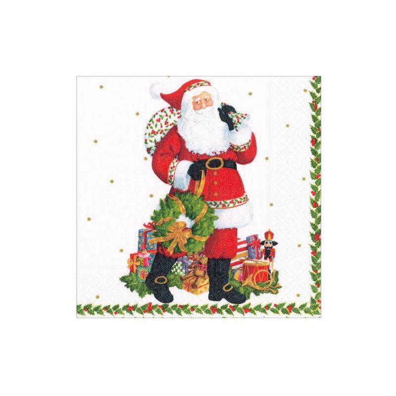 Caspari Jolly St. Nick Paper Cocktail Napkins - 20 Per Package