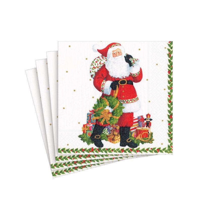 caspari Jolly St. Nick Paper Cocktail Napkins - 20 Per Package