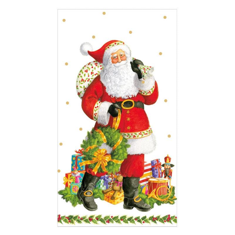Caspari Jolly St. Nick Paper Guest Towel Napkins - 15 Per Package
