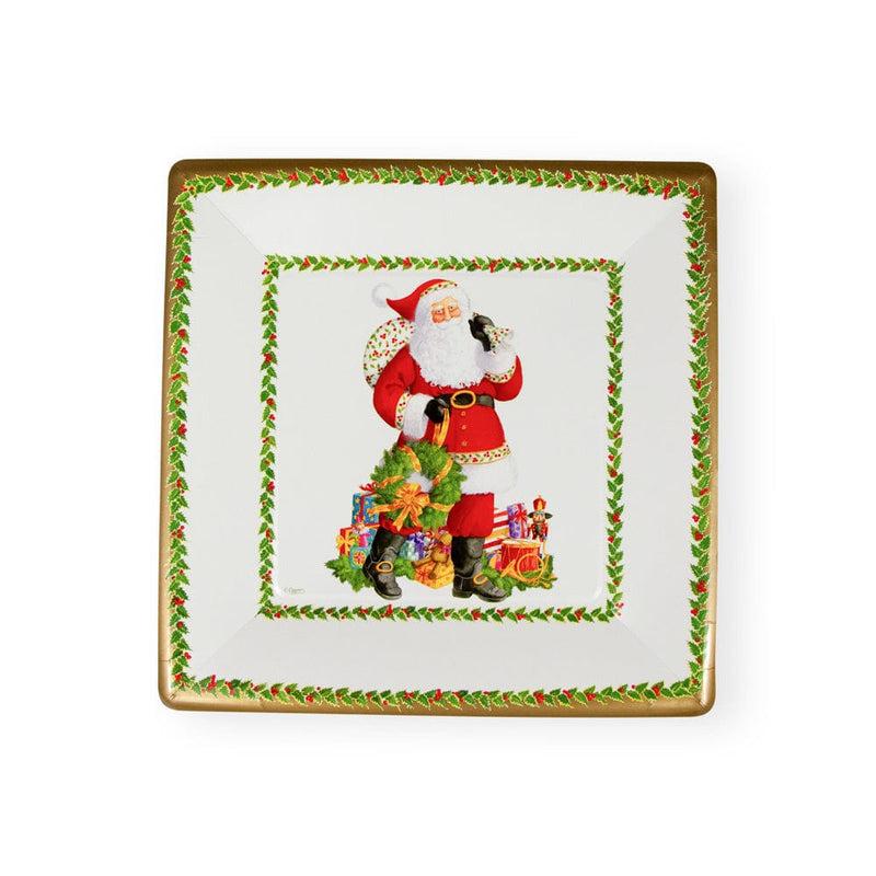 caspari Jolly St. Nick Square Paper Dinner Plates - 8 Per Package
