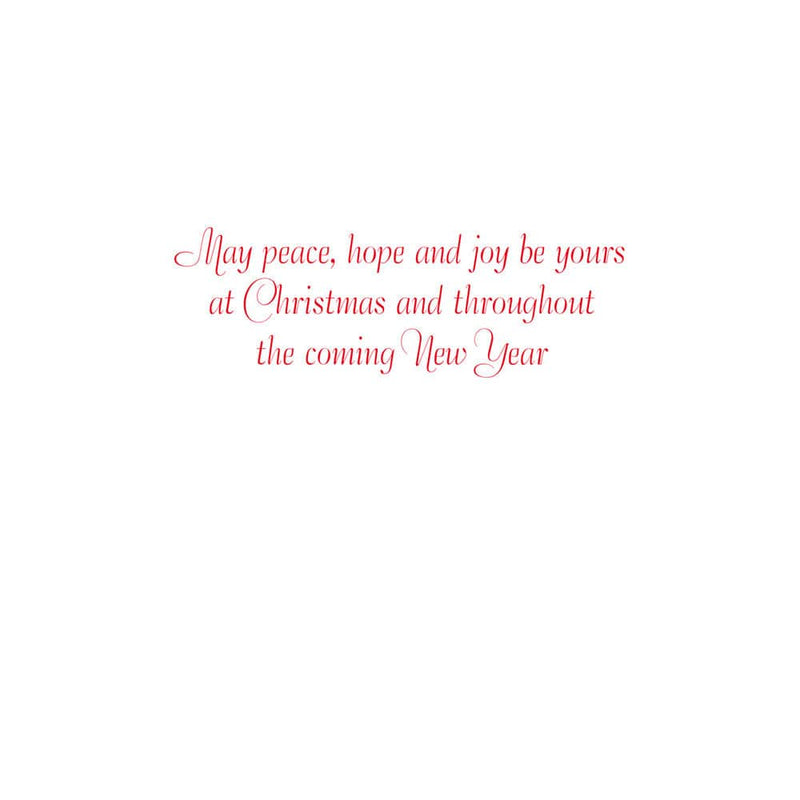 Caspari Joy To The World Large Boxed Christmas Cards - 15 Cards & 15 Envelopes