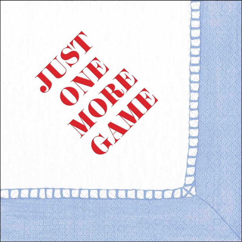 Caspari Just One More Game Paper Cocktail Napkins - Linen Border In Light Blue