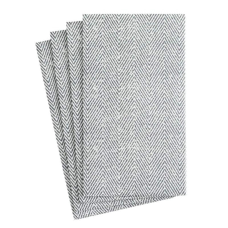 Caspari Jute Paper Linen Guest Towel Napkins In Charcoal - 12 Per Package
