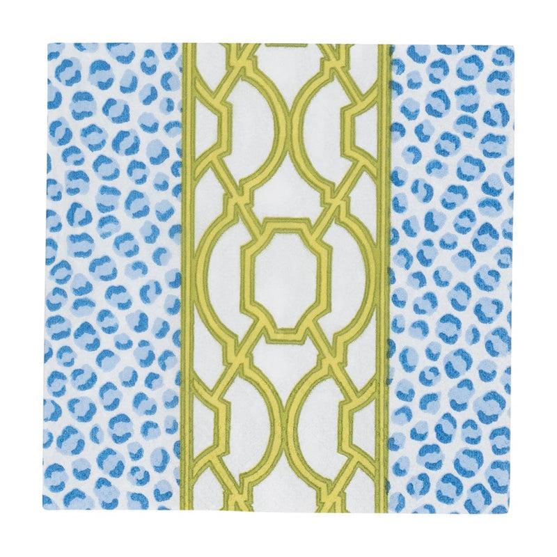 caspari Knots And Spots Blue & Green Boxed Cocktail Napkins - 40 Per Box