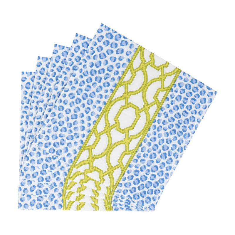 Caspari Knots And Spots Blue & Green Luncheon Napkins - 20 Per Package