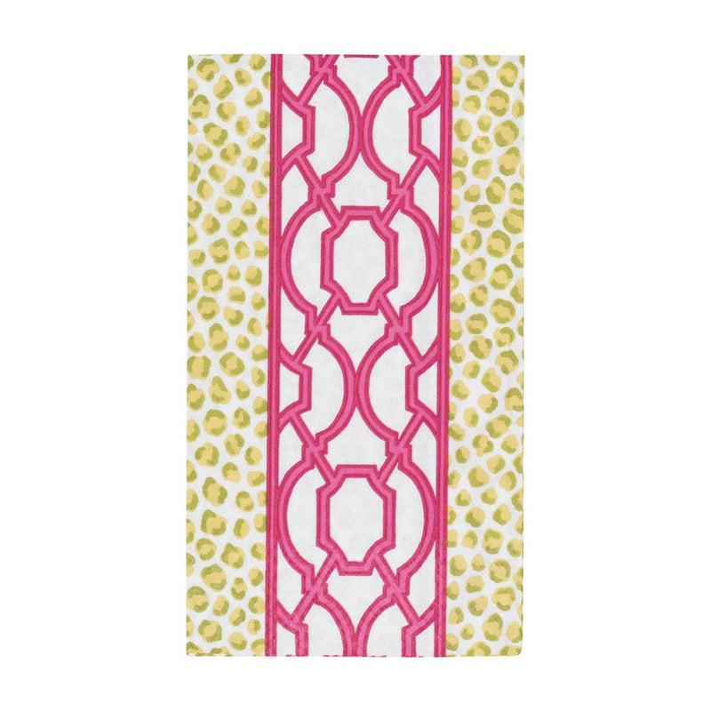 Caspari Knots And Spots Green & Fuchsia Guest Towel Napkins - 15 Per Package