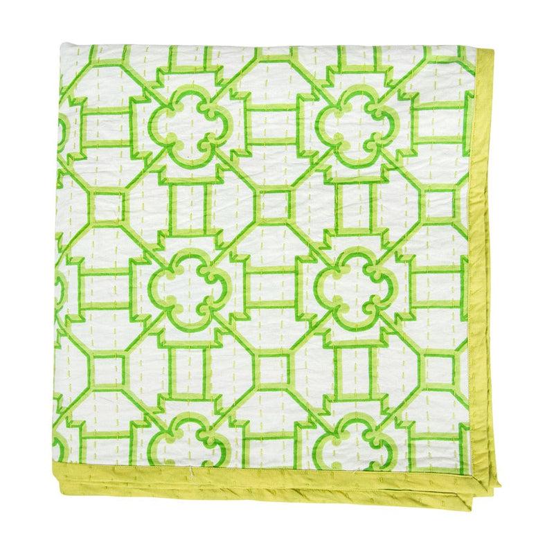 caspari La Dolce Vita Kantha Quilt Sage & Lavender Table Covers - 1 Table Cover