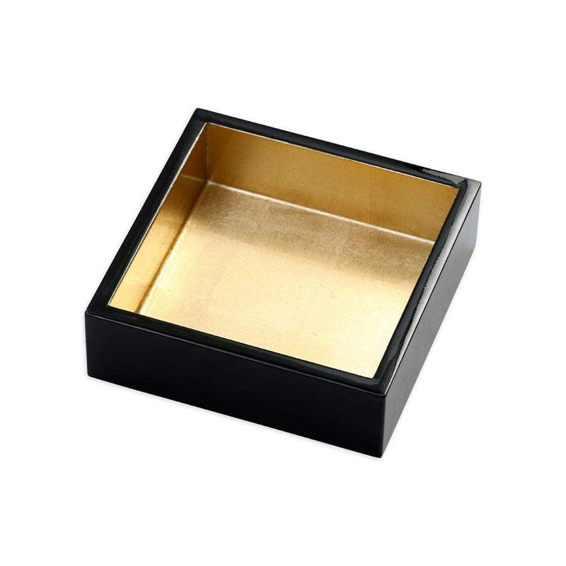 Caspari Lacquer Cocktail Napkin Holder In Black & Gold - 1 Each