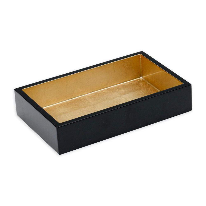 Caspari Lacquer Guest Towel Napkin Holder In Black & Gold - 1 Each