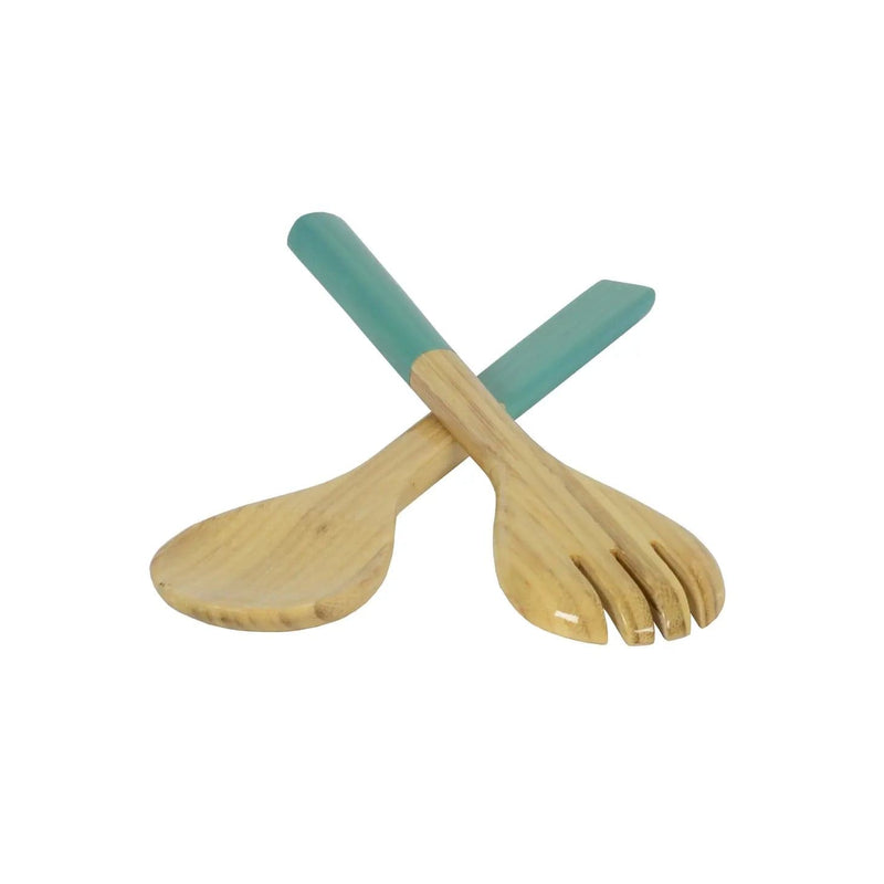 caspari Lacquered Bamboo Salad Servers in Light Blue - 1 Pair