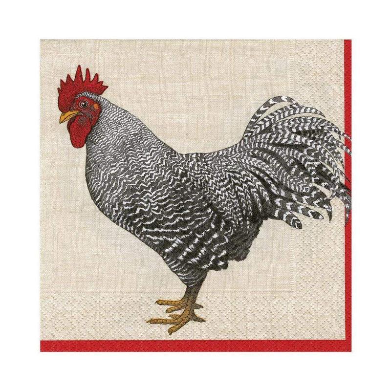 caspari Le Coq Paper Luncheon Napkins in Ivory - 20 Per Package