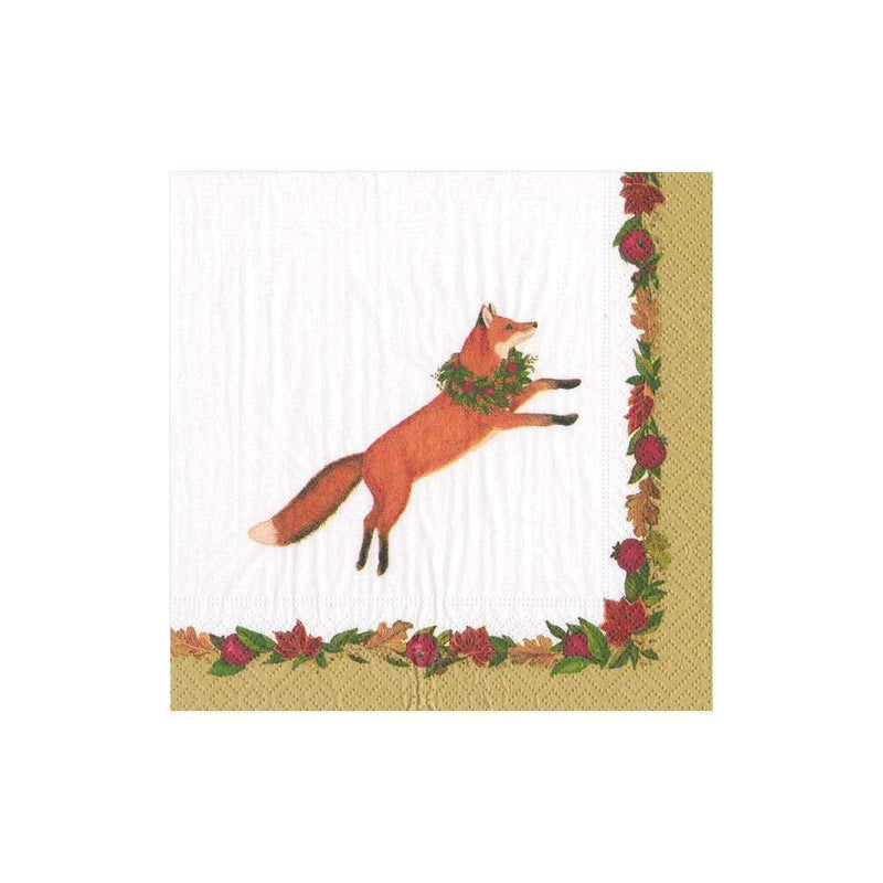 caspari Leaping Fox Paper Cocktail Napkins - 20 Per Package - 2 Packages