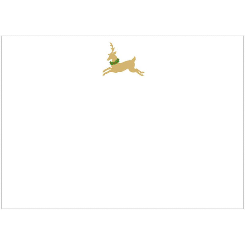 caspari Leaping Reindeer Foil Correspondence Cards - 20 Card & Envelopes